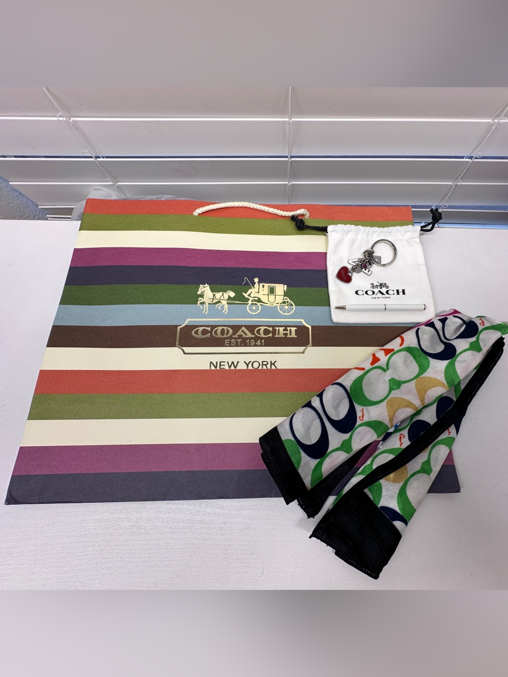 COACH Legacy Bag, Scarf, Love Charm, Coach Mini Pen, Coach Jewelry Dusty Bundle